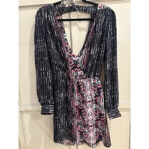 Parker Women's Long Sleeve Deep V-Neck Mini Dress Size XS 00-4